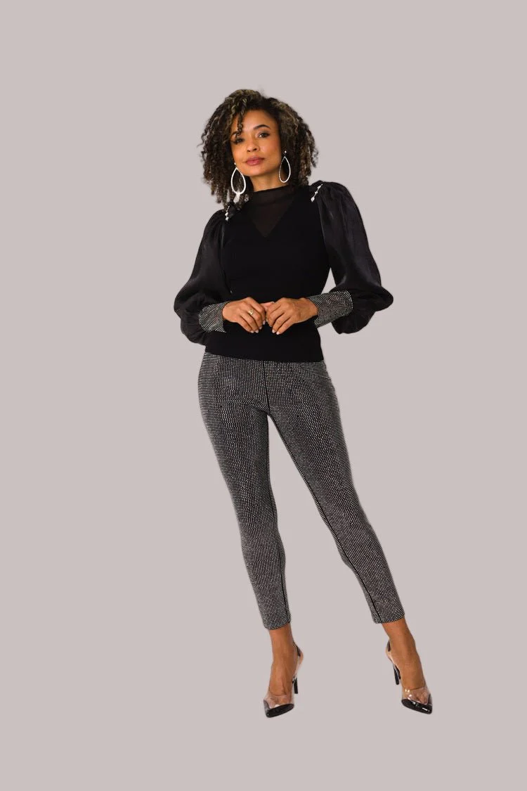 Suede Diamond Embellished Pants -82023