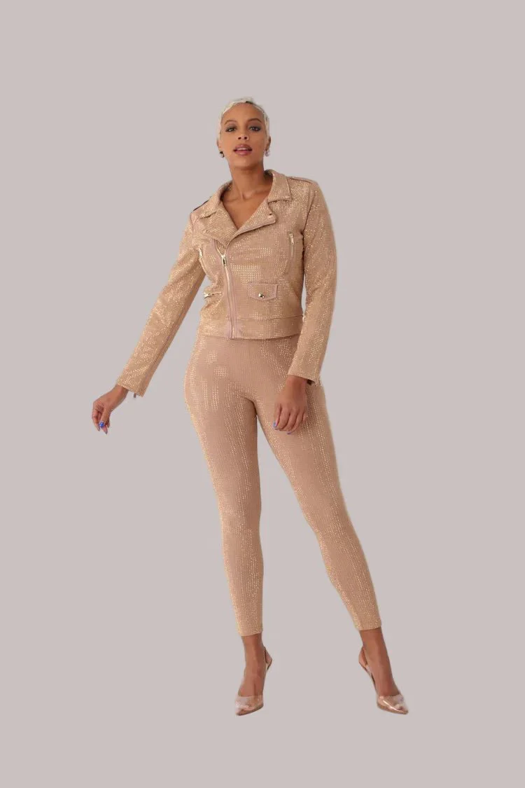 Suede Diamond Embellished Pants -82023 - Image 12