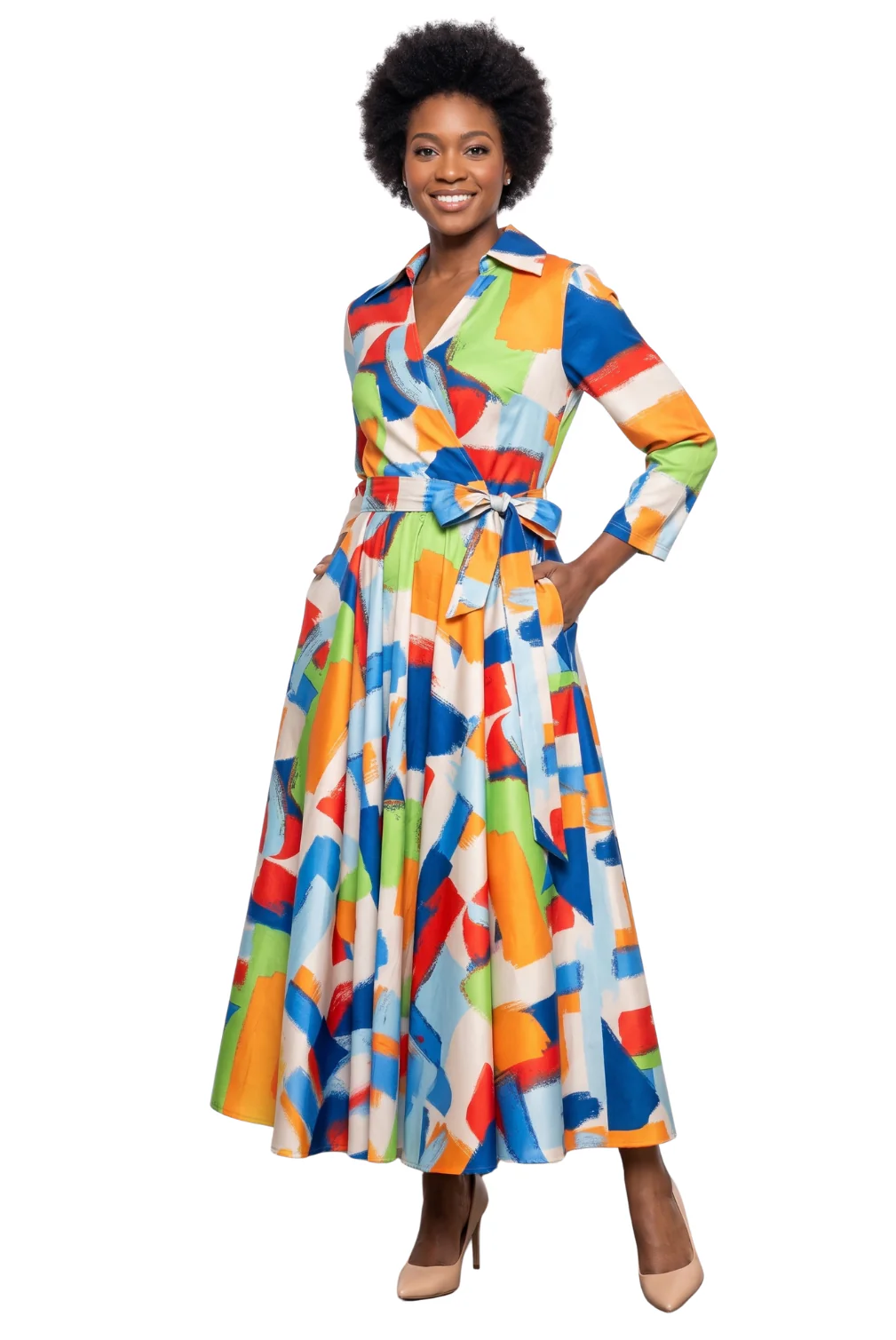 Abstract Print Wrap Maxi Dress by Terramina