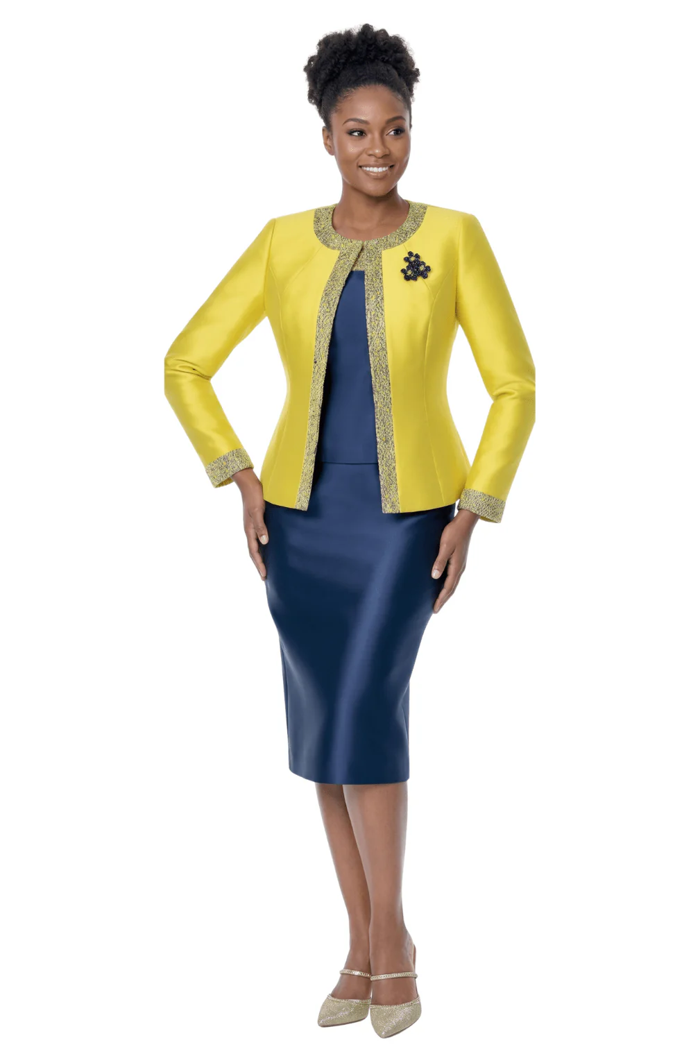 Contrast Satin Jacket Dress Set by Terramina