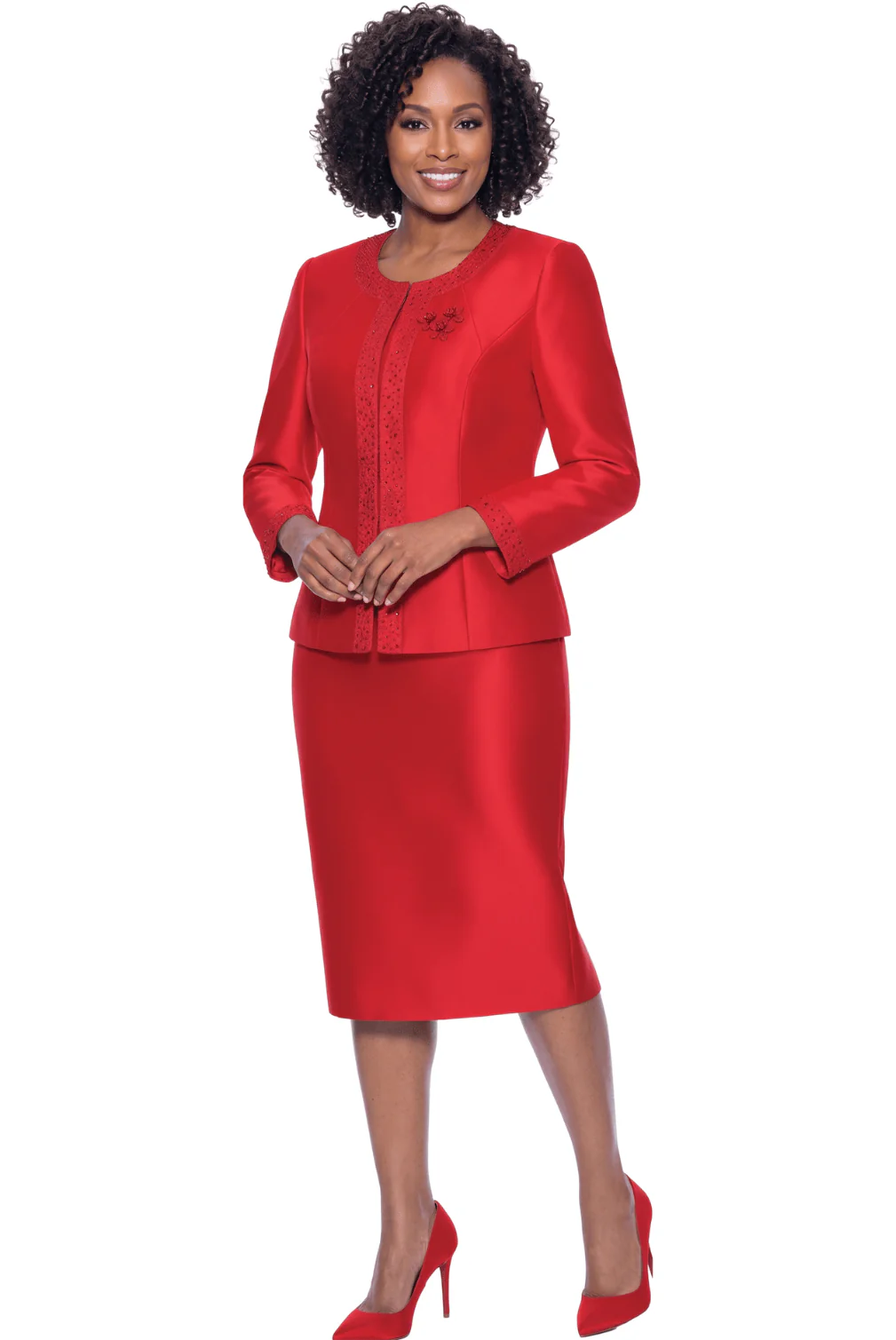 Embellished Trim Skirt Suit by Terramina - Image 7