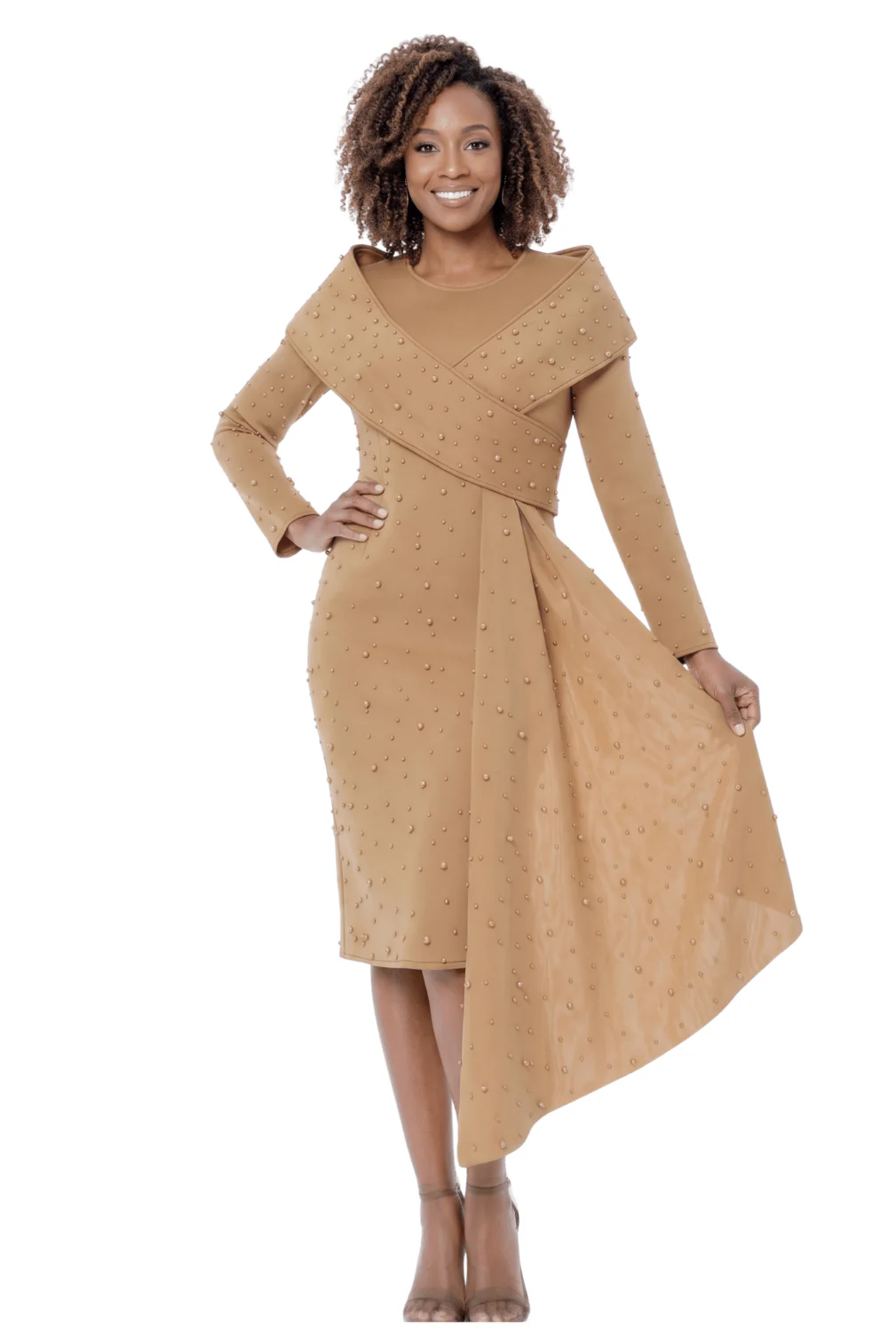 Pearl Embellished Asymmetrical Dress by Terramina