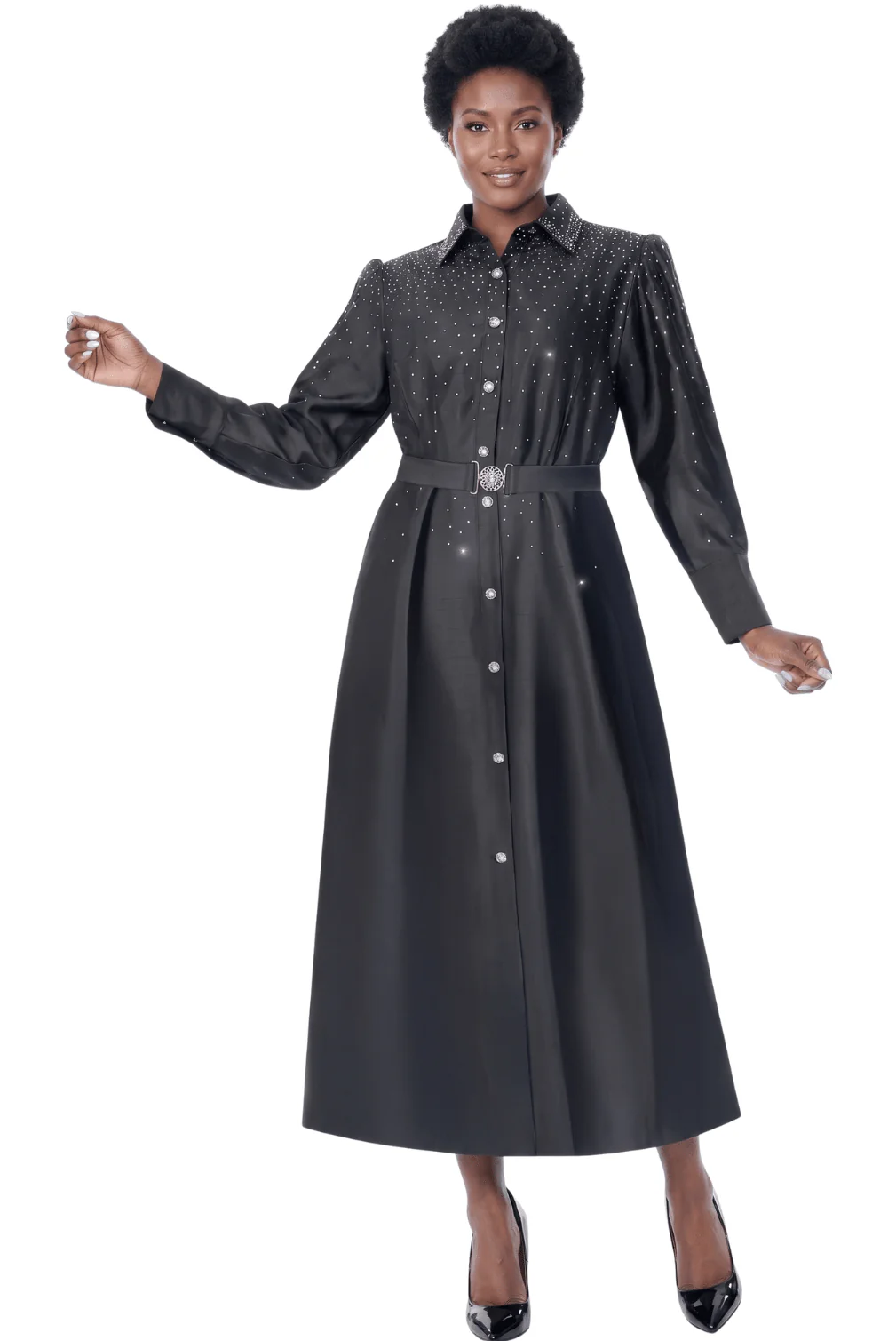 Rhinestone Button Front Maxi Dress by Terramina - Image 2