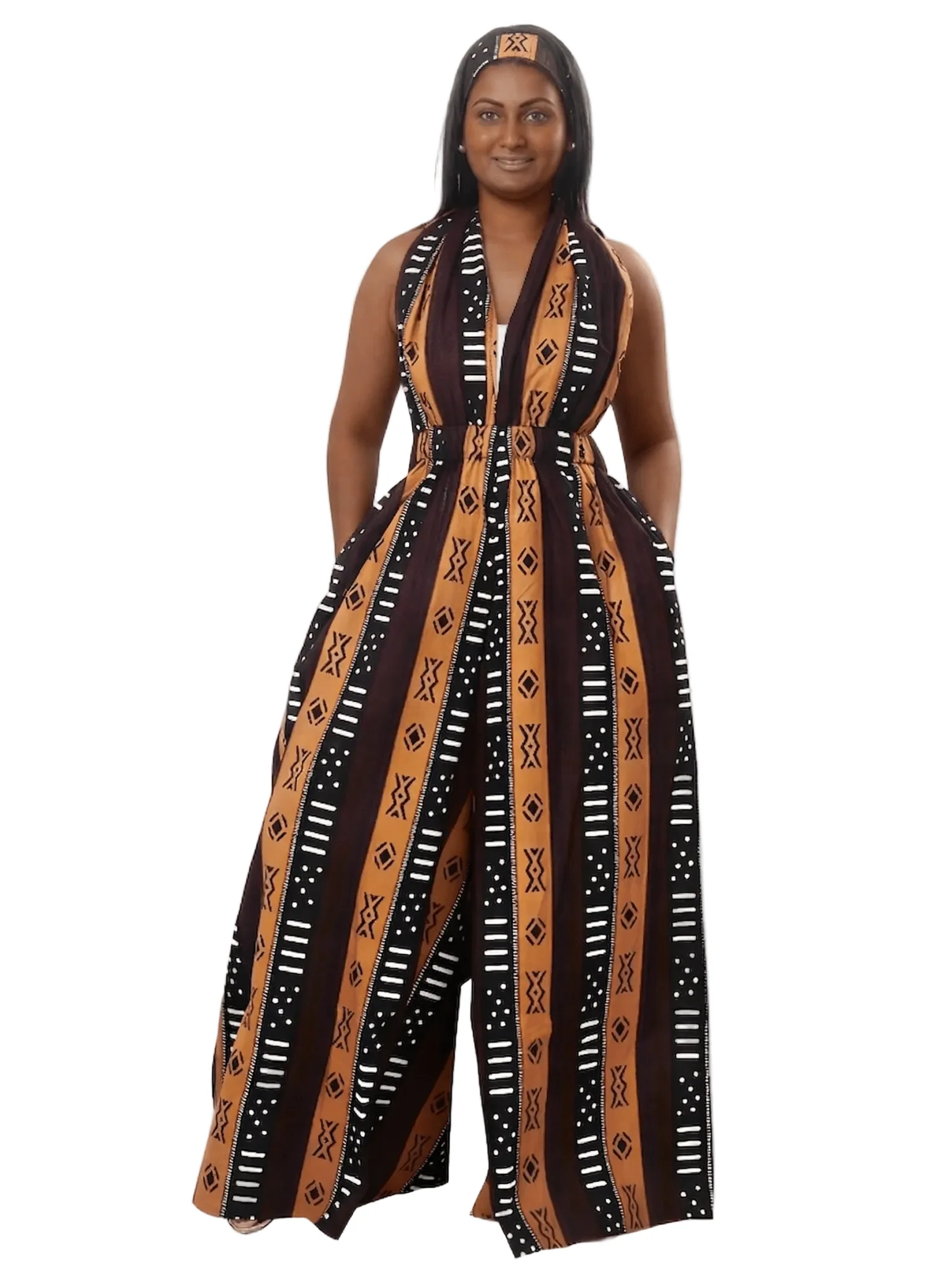 Tribal Graphic V-Neck Jumpsuit - Image 2