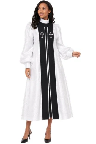 Two-Piece Brocade Clergy Robe with Cross Panels – 41071 - Image 5