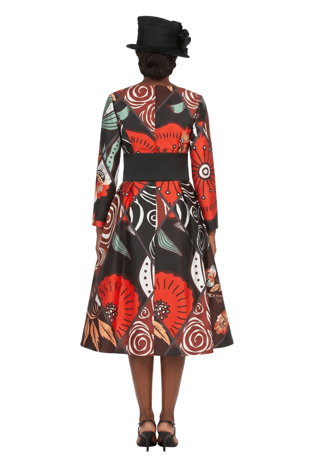 V-Neck LS Silky Twill Print Drs w/ Belt - Image 2