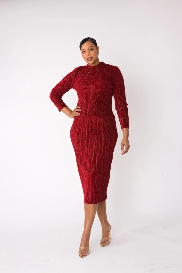 Velvet Midi Skirt Set | 82767 - Image 20