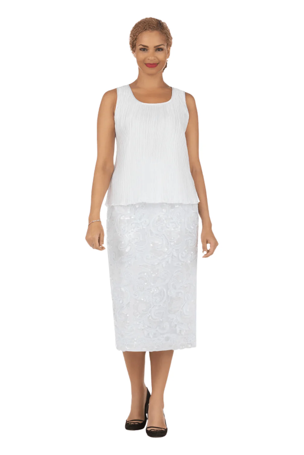 Vertical Pleats Satin Camisole-Plus - Image 3