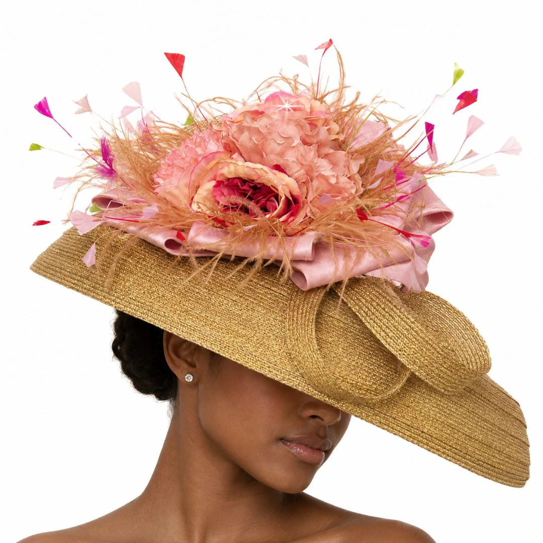 Pergola Floral Wide Brim Derby Hat by Whittall and Shon - Image 3