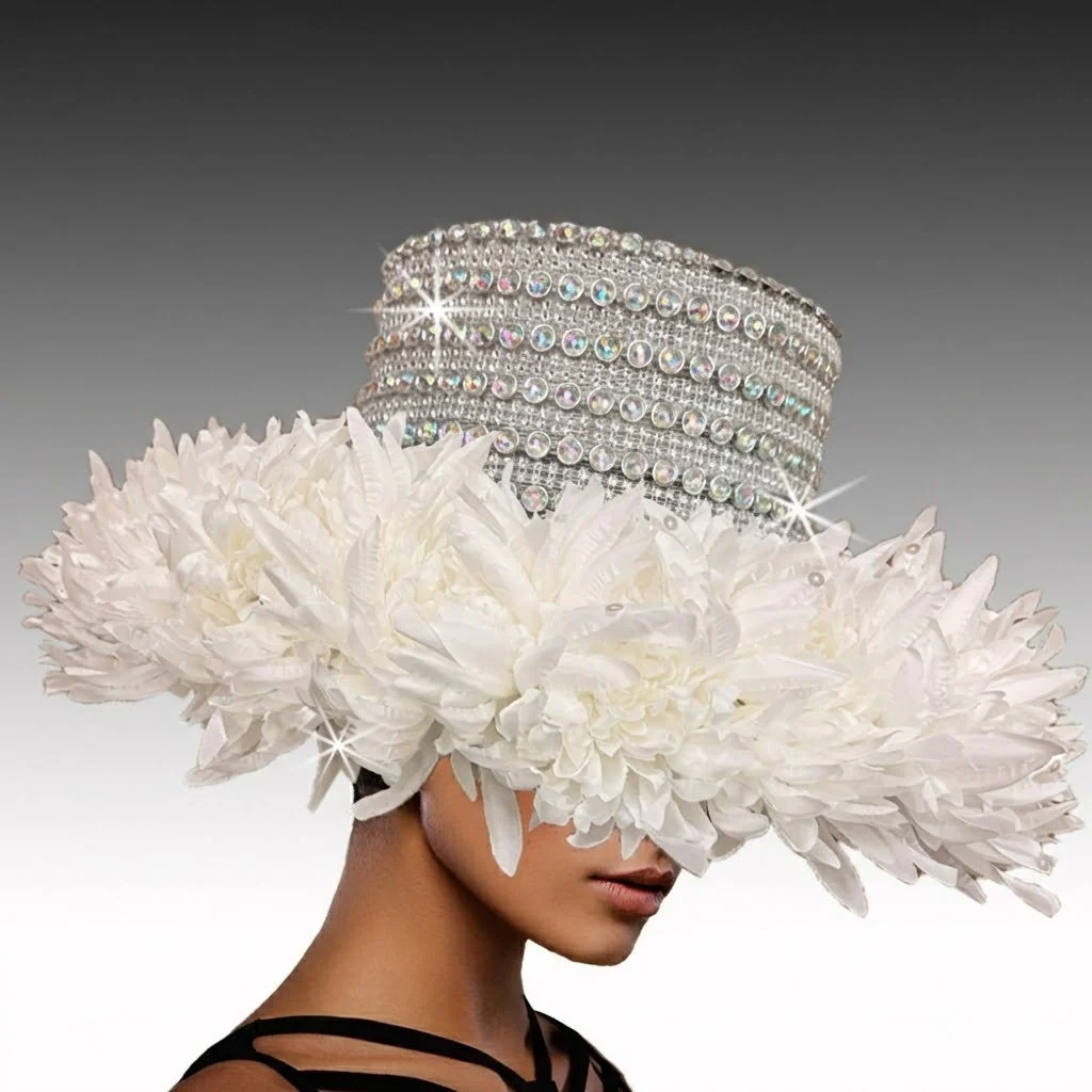 Anemone Crystal Crown Feather Brim Church Hat - Whittall & Shon - Image 3