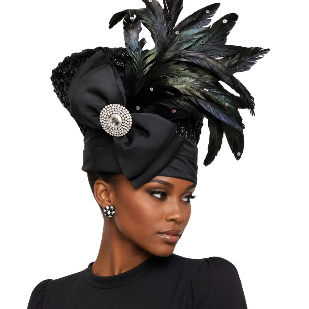 Babylonia Beaded Feather Church Hat - Whittall & Shon