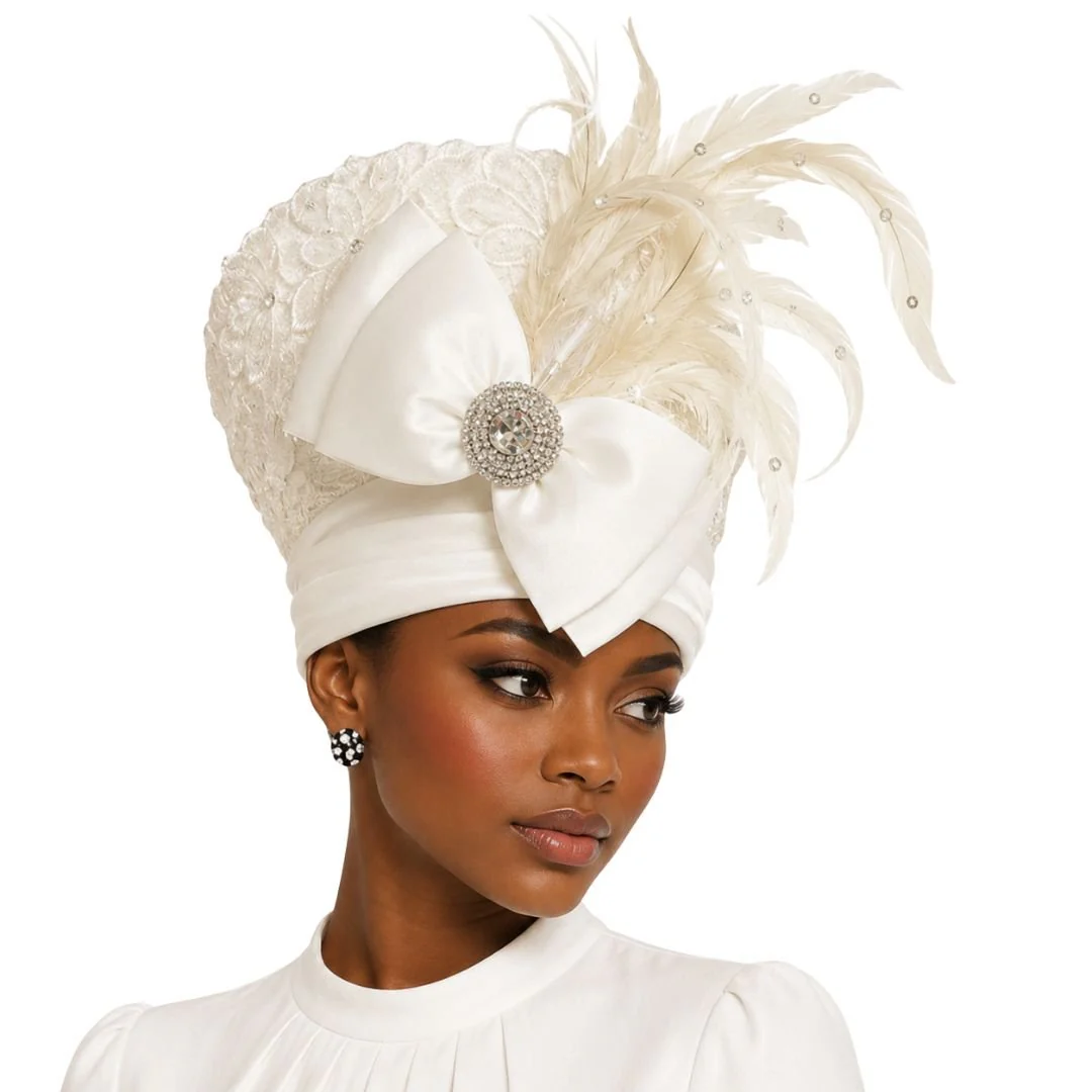 Babylonia Beaded Feather Church Hat - Whittall & Shon - Image 2