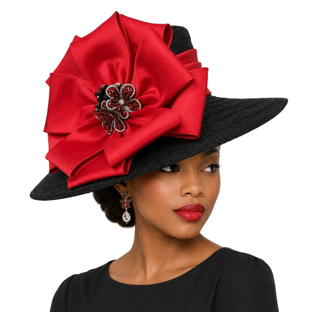 Carmen Wide Brim Satin Bow Church Hat - Whittall & Shon - Image 2