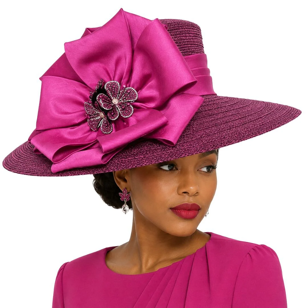 Carmen Wide Brim Satin Bow Church Hat - Whittall & Shon - Image 4