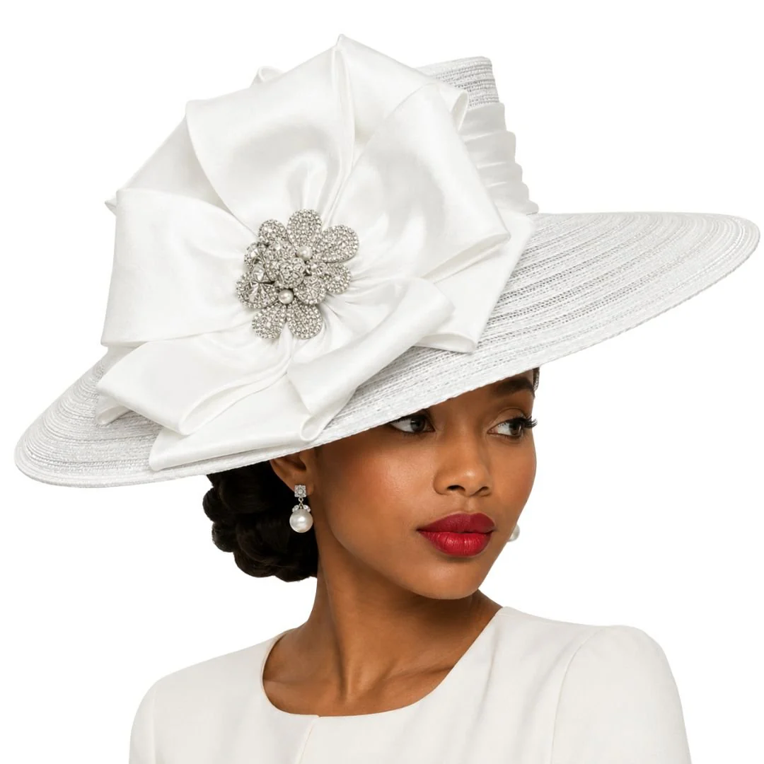 Carmen Wide Brim Satin Bow Church Hat - Whittall & Shon - Image 6