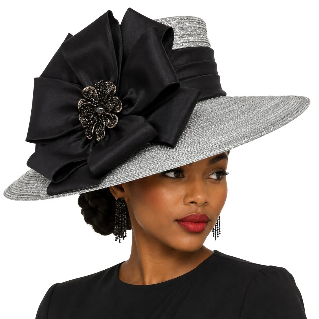 Carmen Wide Brim Satin Bow Church Hat - Whittall & Shon - Image 7