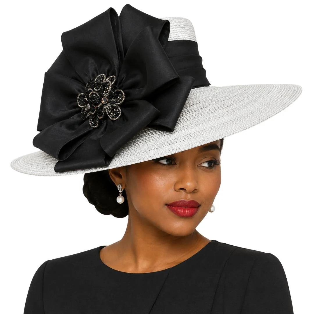 Carmen Wide Brim Satin Bow Church Hat - Whittall & Shon - Image 8