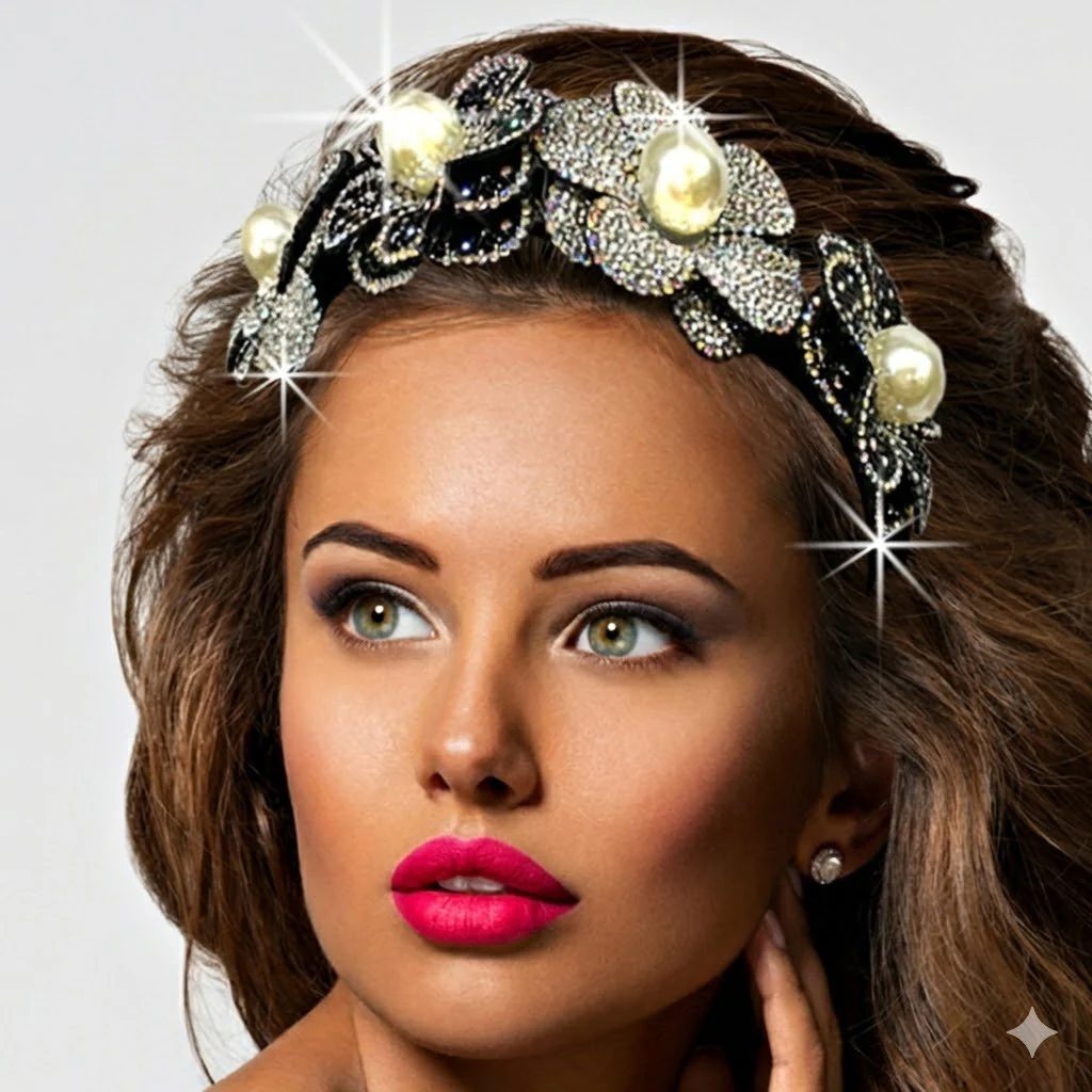 Crystal Camelia Pearl Headband Church Headpiece - Whittall & Shon