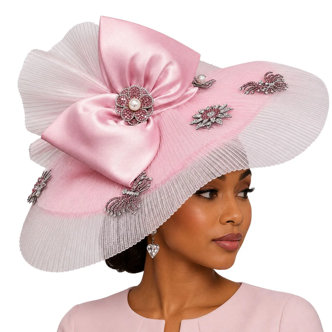 Duomo Pleated Illusion Wide Brim Church Hat - Whittall & Shon - Image 2