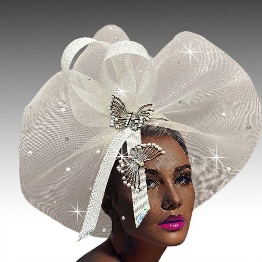 Fantasia Crystal Butterfly Fascinator Church Hat - Whittall & Shon - Image 2