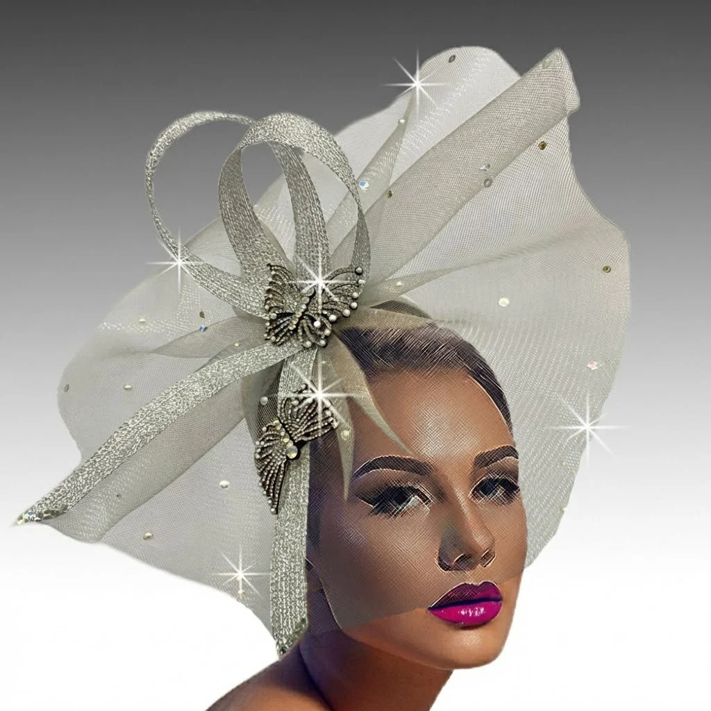 Fantasia Crystal Butterfly Fascinator Church Hat - Whittall & Shon - Image 3