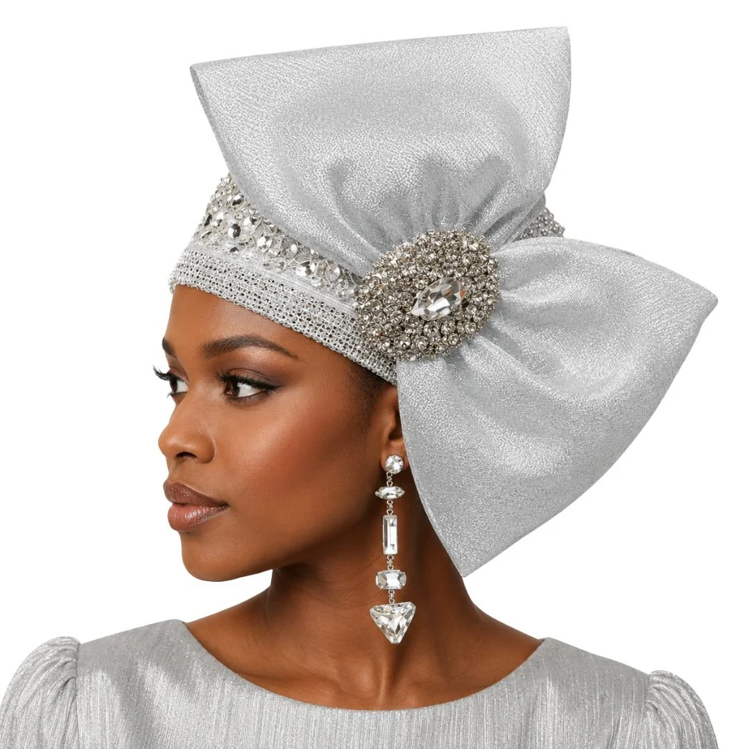 Gemma Silver Crystal Pillbox Church Hat - Whittall & Shon