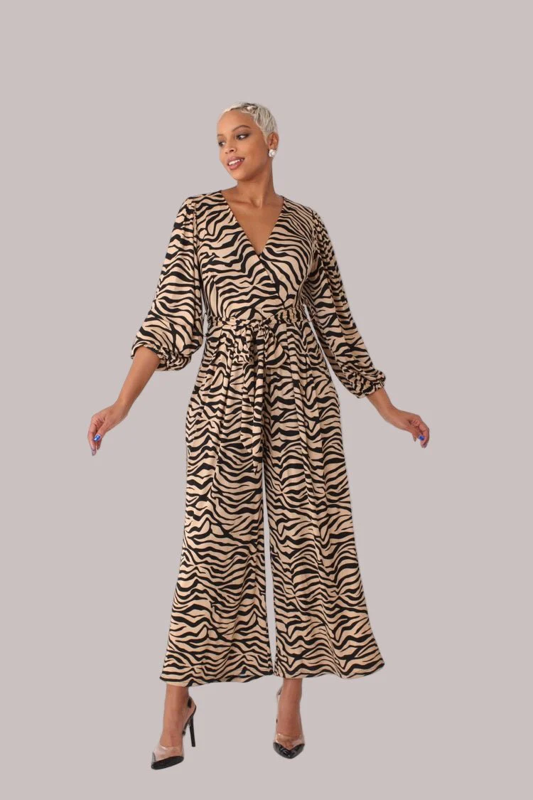 Wide-Leg Jumpsuit with Puff Sleeves - 81990 - Image 10