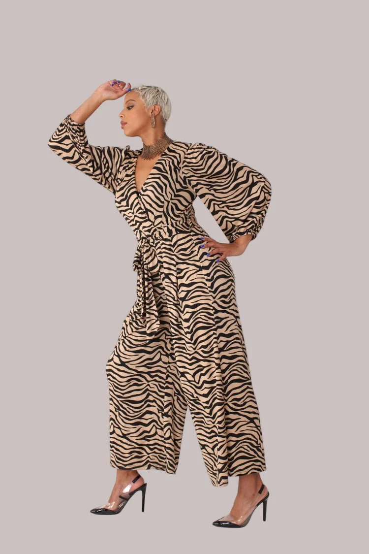 Wide-Leg Jumpsuit with Puff Sleeves - 81990 - Image 11