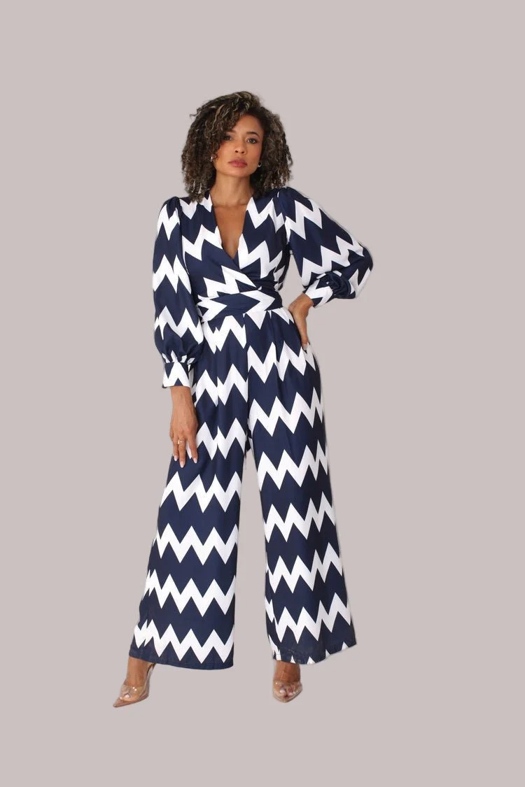 Wide-Leg Jumpsuit with Puff Sleeves - 81990 - Image 3