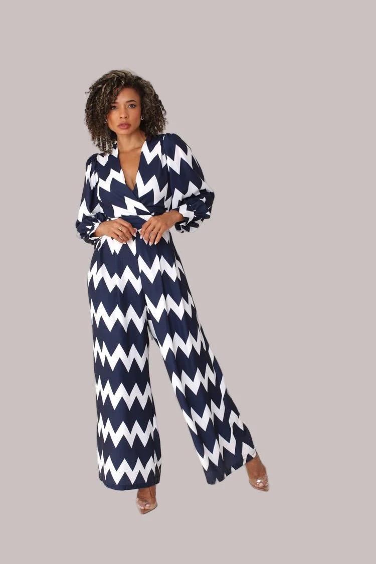 Wide-Leg Jumpsuit with Puff Sleeves - 81990 - Image 4