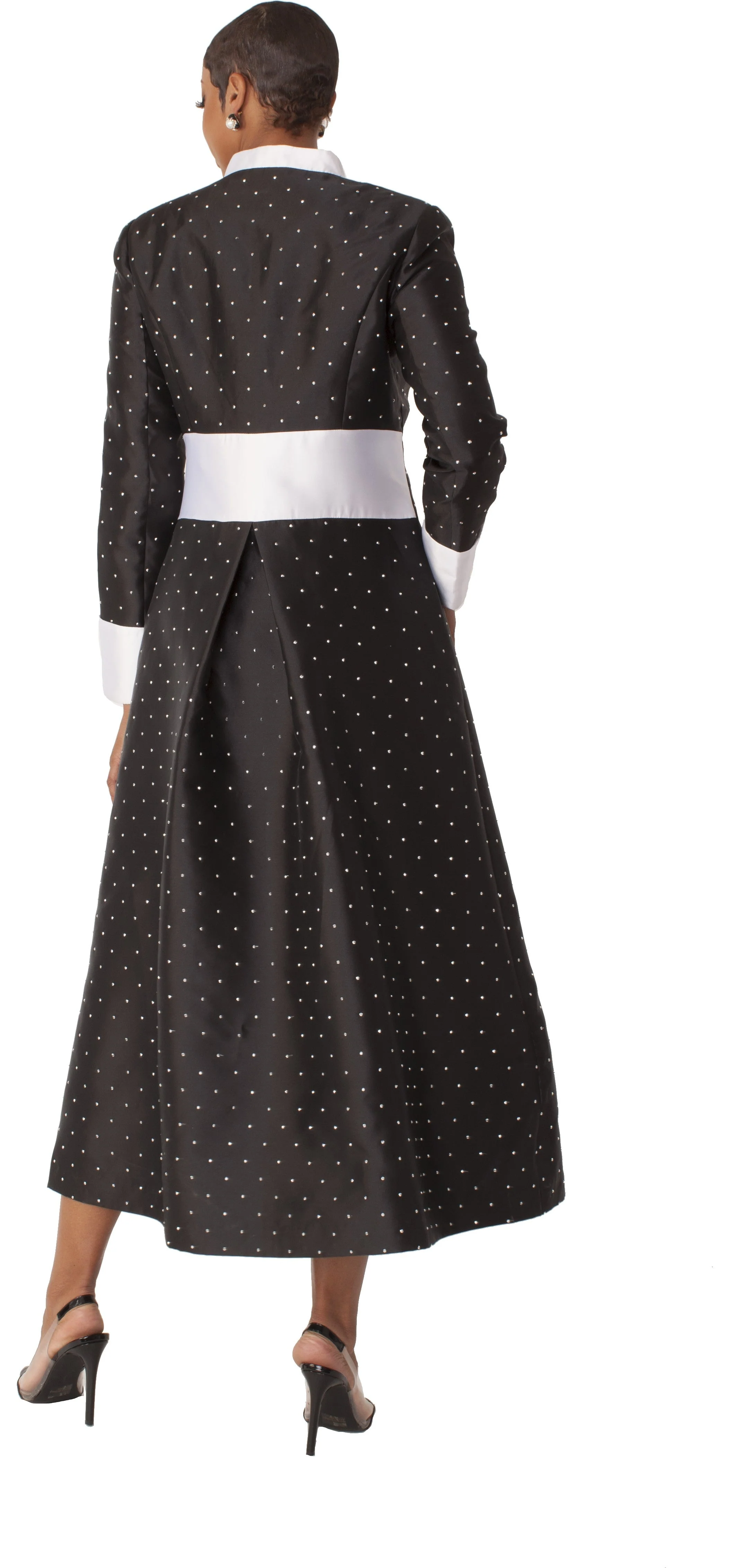 Women's Rhinestone Button Preaching Robe with Studded Detailing- 4816 - Image 2